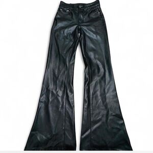 American Eagle Flare Vegan Leather Pants 0 Black Stretch High Rise streetwear